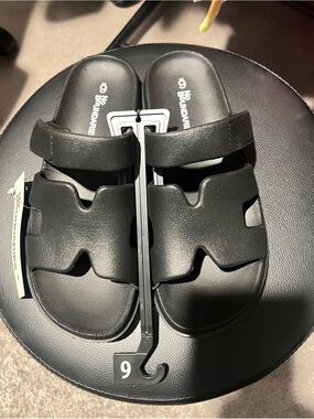 No Boundaries Black Kids Slide Sandals with Double Strap